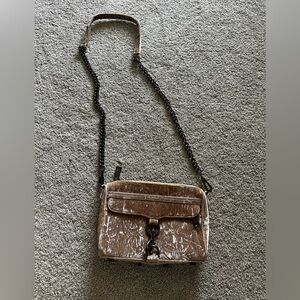 Rebecca Minkoff Taupe Crushed Velvet Crossbody Bag